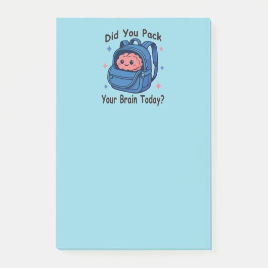 Cute “Did You Pack Your Brain Today?” Brain Pun ポストイット (正面)