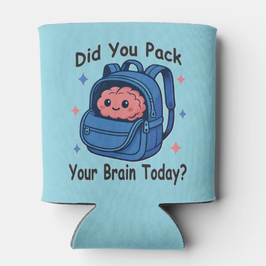Cute “Did You Pack Your Brain Today?” Brain Pun 缶クーラー (裏面)