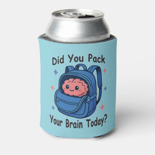 Cute “Did You Pack Your Brain Today?” Brain Pun 缶クーラー (缶裏面)