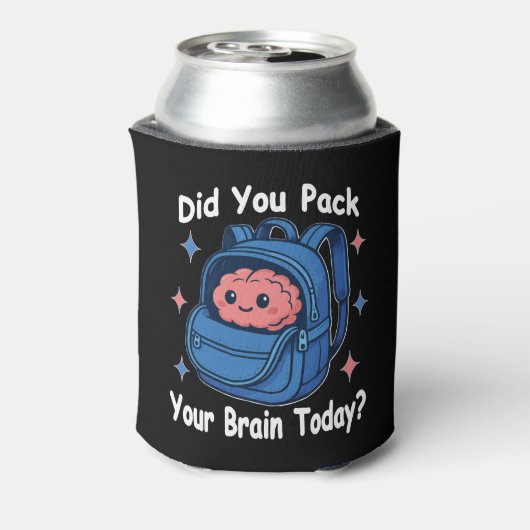Cute “Did You Pack Your Brain Today?” Brain Pun 缶クーラー (缶裏面)