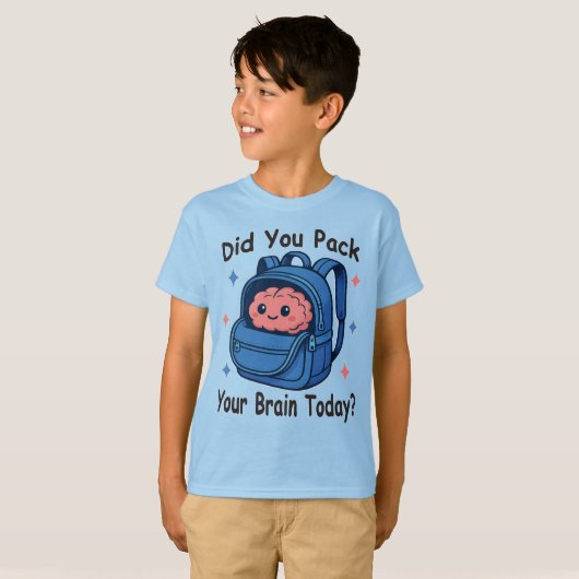 Cute “Did You Pack Your Brain Today?” Brain Pun Tシャツ (正面フル)