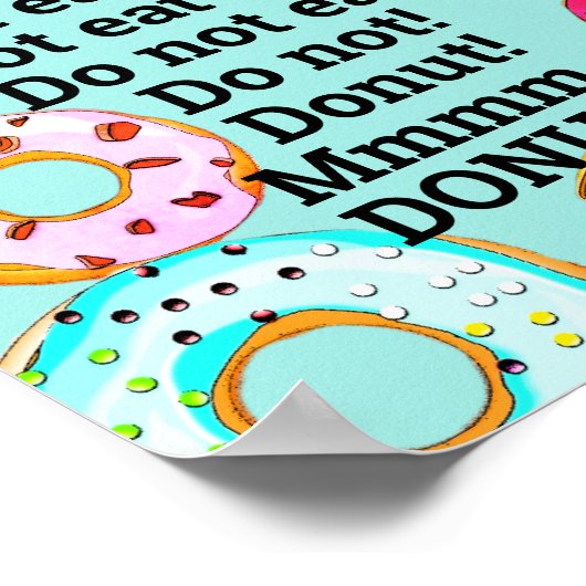 Cute Diet to Donuts Funny Doughnut Humorous Blue ポスター (角)