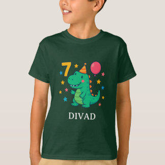 Cute Dino 7th Birthday Party Design Tシャツ