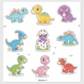 Cute Dino Birthday Cake Colorful  シール (シート)