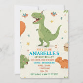 Cute Dino Birthday Party Invitation 招待状 (正面)