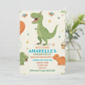 Cute Dino Birthday Party Invitation 招待状 (スタンド正面)