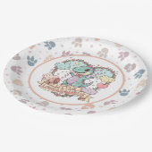 Cute Dino Birthday Personalized ペーパープレート (アングル)