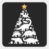 Cute Dino Christmas Tree Funny Dinosaur Holiday スクエアシール (正面)