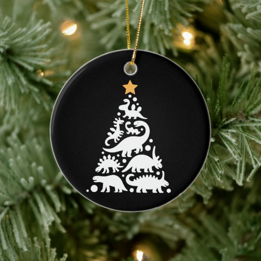 Cute Dino Christmas Tree Funny Dinosaur Holiday セラミックオーナメント (ツリー)