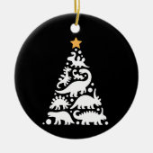 Cute Dino Christmas Tree Funny Dinosaur Holiday セラミックオーナメント (正面)