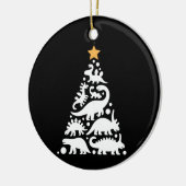 Cute Dino Christmas Tree Funny Dinosaur Holiday セラミックオーナメント (左)