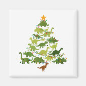 Cute Dino Christmas Tree Merry Dinomas Xmas Lights マグネット (正面)