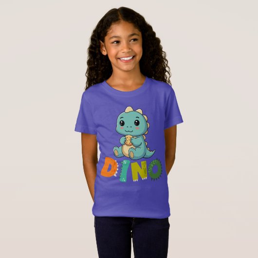 Cute Dino Cookie Lover – Kids Dinosaur T-Shirt Des Tシャツ (正面フル)