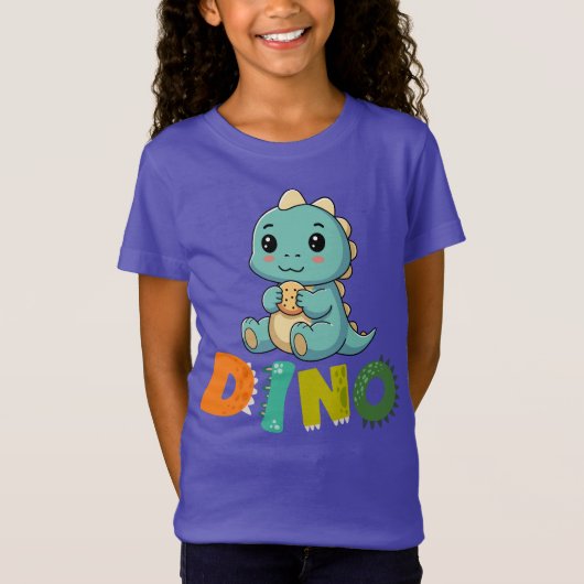 Cute Dino Cookie Lover – Kids Dinosaur T-Shirt Des Tシャツ (正面)