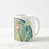 Cute Dino Friend Anime Boy - Green Dinosaur コーヒーマグカップ (正面右)