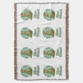 Cute Dino Friend Anime Boy - Green Dinosaur スローブランケット (正面縦)