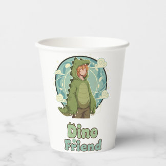 Cute Dino Friend Anime Boy - Green Dinosaur 紙コップ
