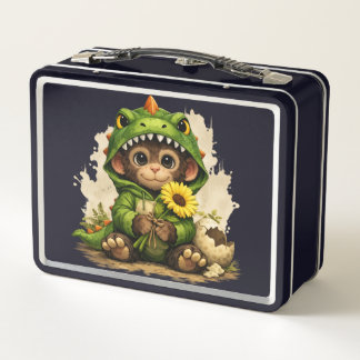 Cute Dino Monkey Kids Lunch Box – Kawaii Animal メタルランチボックス