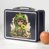 Cute Dino Monkey Kids Lunch Box – Kawaii Animal メタルランチボックス (インサイチュ)