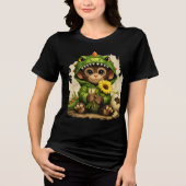 Cute Dino Monkey T-Shirt – Adorable Animal Gift トライブレンドＴシャツ (正面)