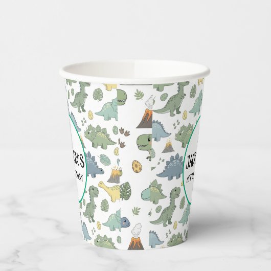 Cute Dino Pattern Customizable Birthday Paper Cup 紙コップ (左)