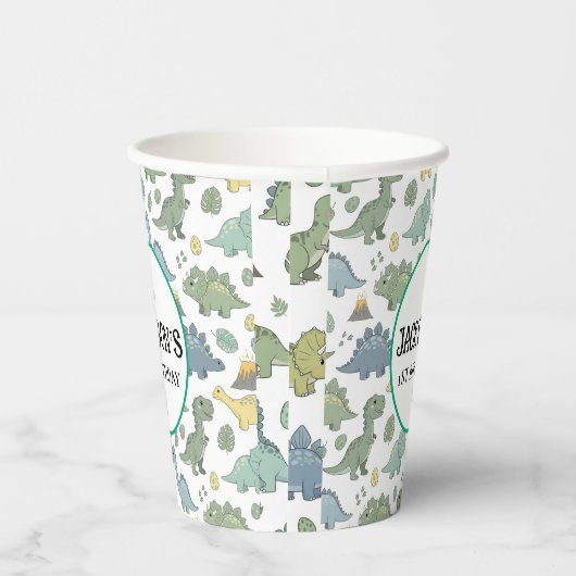 Cute Dino Pattern Customizable Birthday Paper Cup 紙コップ (右)