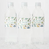 Cute Dino Pattern Customizable Party Label Set ペットボトルラベル (ボトル)