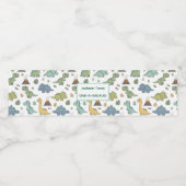 Cute Dino Pattern Customizable Party Label Set ペットボトルラベル (シングルラベル)