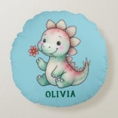 Cute Dino Personalized ラウンドクッション (正面)