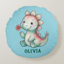 Cute Dino Personalized ラウンドクッション