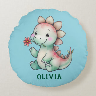 Cute Dino Personalized ラウンドクッション