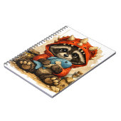 Cute Dino Raccoon Notebook – Kawaii Pirate ノートブック (左側)