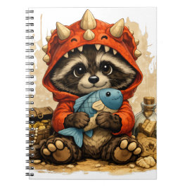 Cute Dino Raccoon Notebook – Kawaii Pirate ノートブック
