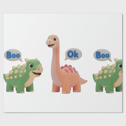 Cute Dino surprise Wrapping Paper ラッピングペーパー (フラット)
