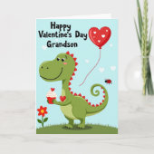 Cute Dino Valentines Grandson Card カード (正面)