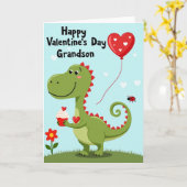 Cute Dino Valentines Grandson Card カード (黄色い花)
