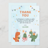 cute dinosaur 4th Birthday Thank You Cards サンキューカード (正面/裏面)