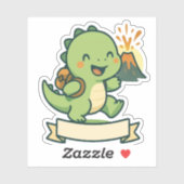 Cute Dinosaur Adventure with Volcano – Personalize シール (シート)