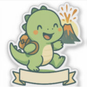 Cute Dinosaur Adventure with Volcano – Personalize シール (正面)