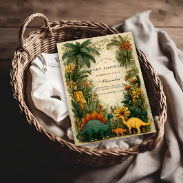 Cute Dinosaur Baby Shower 招待状