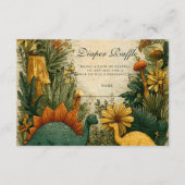 Cute Dinosaur Baby Shower Diapper Raffle エンクロージャーカード (正面)
