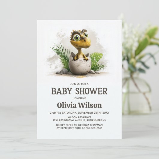 Cute Dinosaur Baby Shower Invitation 招待状 (スタンド正面)