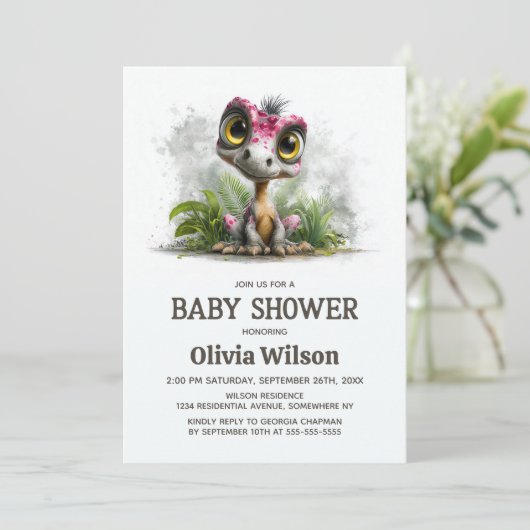 Cute Dinosaur Baby Shower Invitation 招待状 (スタンド正面)