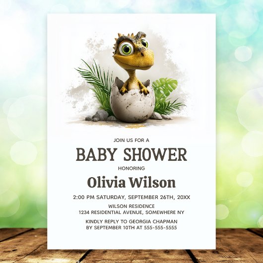 Cute Dinosaur Baby Shower Invitation 招待状
