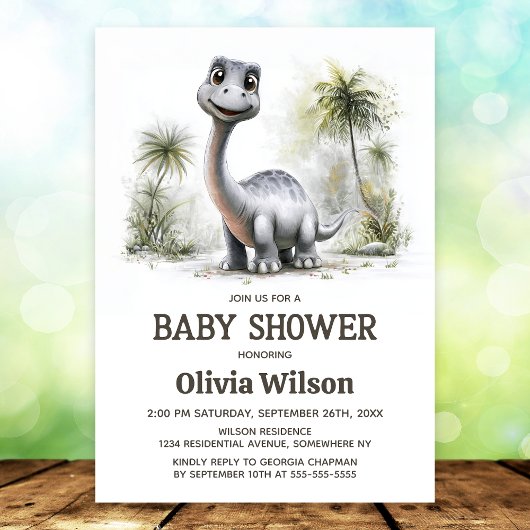 Cute Dinosaur Baby Shower Invitation 招待状