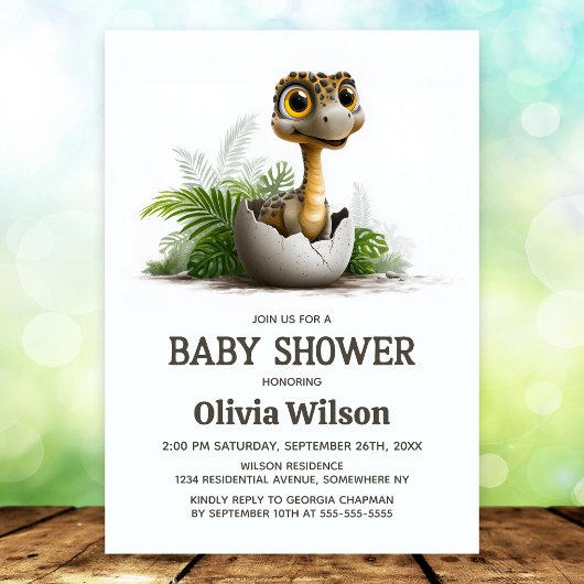 Cute Dinosaur Baby Shower Invitation 招待状