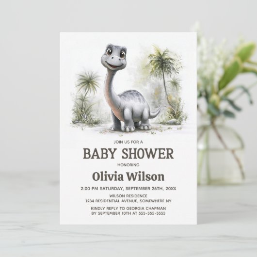 Cute Dinosaur Baby Shower Invitation 招待状 (スタンド正面)
