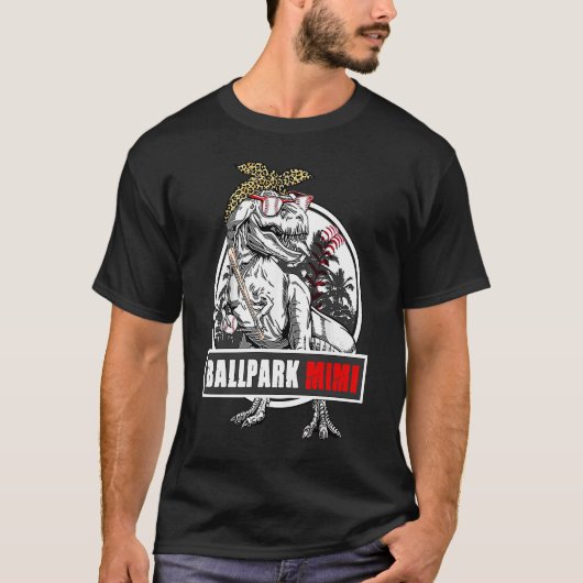 Cute Dinosaur BallPark Mimi Baseball Softball Moth Tシャツ (正面)