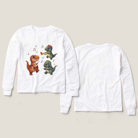 Cute Dinosaur Band Cartoon Illustration (デザイン 正面＆背面)