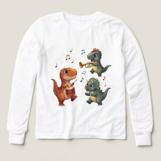 Cute Dinosaur Band Cartoon Illustration (デザイン正面)